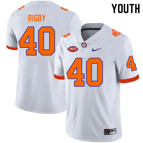 Youth #40 Tristen Rigby Clemson Tigers College Football Jerseys Sale-White - Click Image to Close